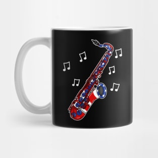 4th July Saxophone USA Flag Saxophonist Musician Mug
